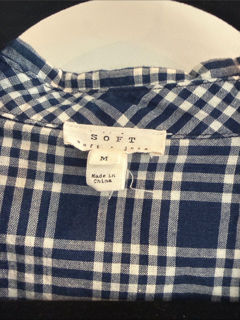 Soft Joie Wonen’s Navy and White Plaid Button-Down Shirt - Picture 2 of 7